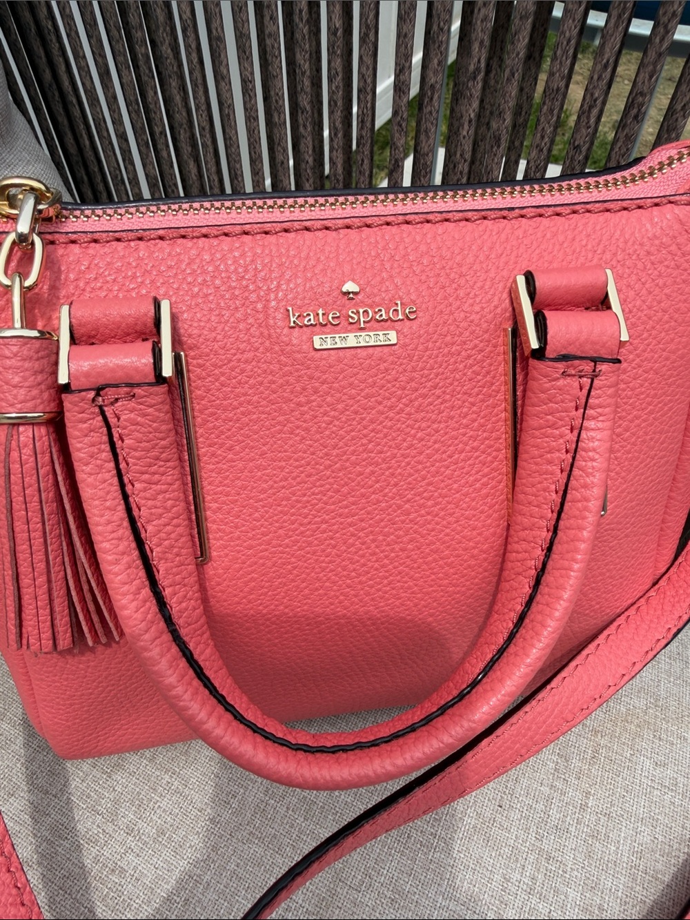 kate spade Coral Pink Pebbled Leather Mini Crossbody Bag NWOT - Picture 2 of 8